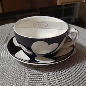 🤍🖤 Heart Teacup and Saucer Set